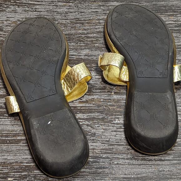 Ralph Lauren Women's Kalana Gold Flip Flop Dress Slip On Sandal Size 8B - Picture 6 of 6